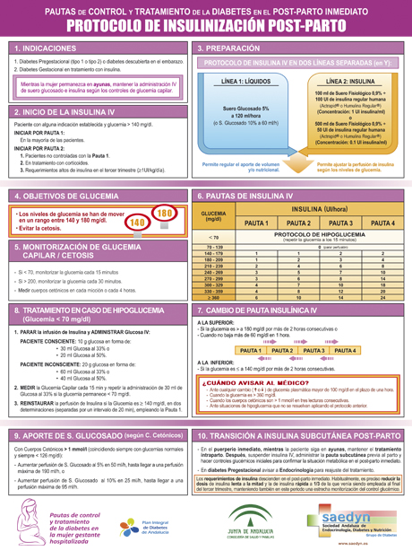 Imagen cartel protocolo de insulinización postparto